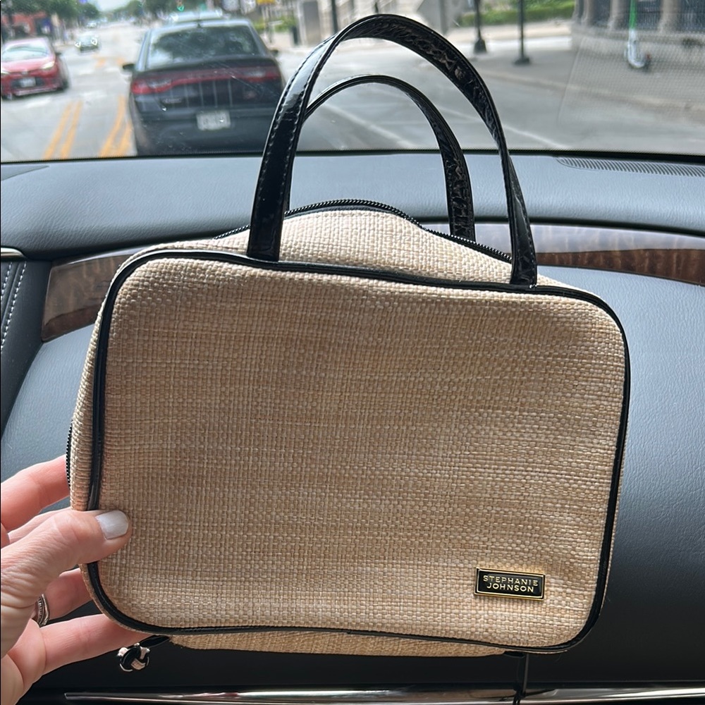 Stephanie Johnson Tan and Black Cosmetic Bag Travel Essential